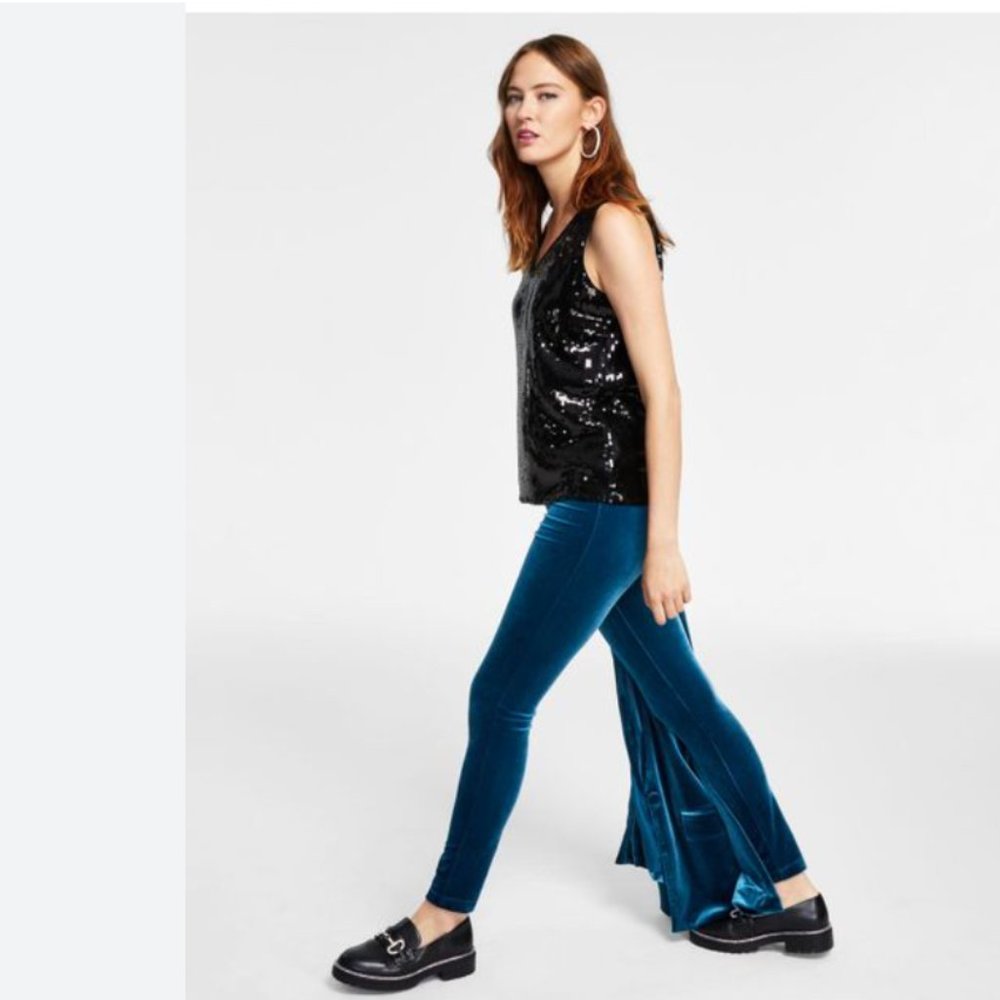NWOT INC International Concept Royal Blue Velvet Skinny Pull On Pant